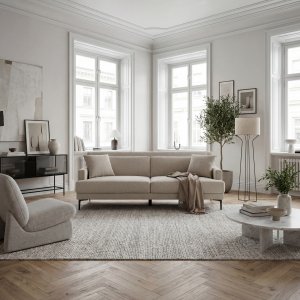 Soffa 3-sits | Eukalyptustr�, polyester & metallben | Hanna