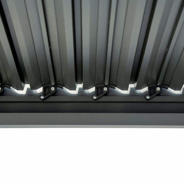 Pergola 4x3 m med lamelltak | Gr� st�lpergola f�r uteplats & tr�dg�rd