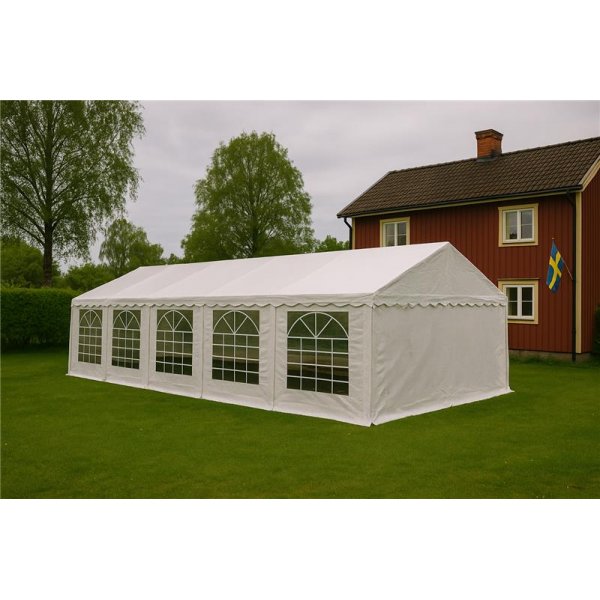 Partytlt 4x10 m | Galvaniserad stl stllning | Vit