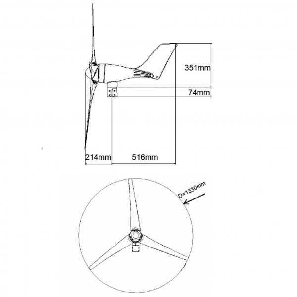 Litet vindkraftverk hemmabruk | 24V - 400W