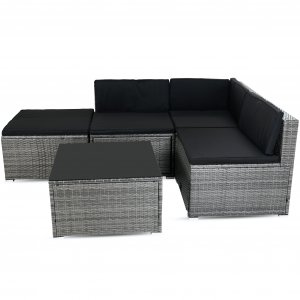 Loungemöbel | Inbyggd dynförvaring | Grå konstrotting | Kungshamn Loungemöbel | Inbyggd dynförvaring | Grå konstrotting | Kungshamn