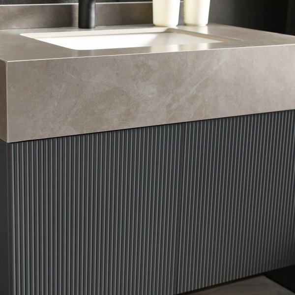 Badrumspaket | Tålig sintrad sten | LED-spegel | Cirrus Grey Badrumspaket | Tålig sintrad sten | LED-spegel | Cirrus Grey