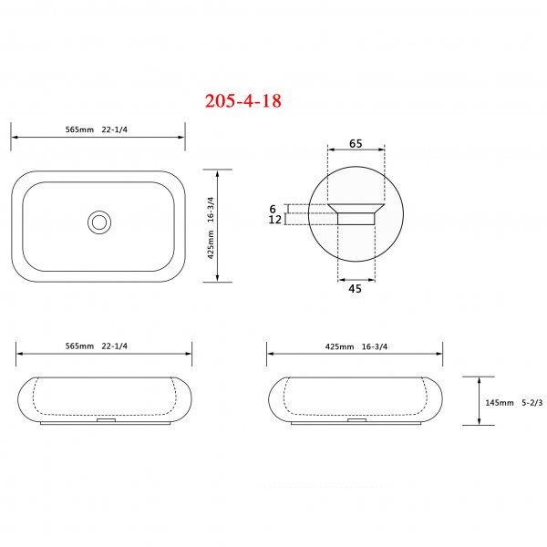 Tvttstll 56x42cm | Porslin med mjuka former | Slt yta