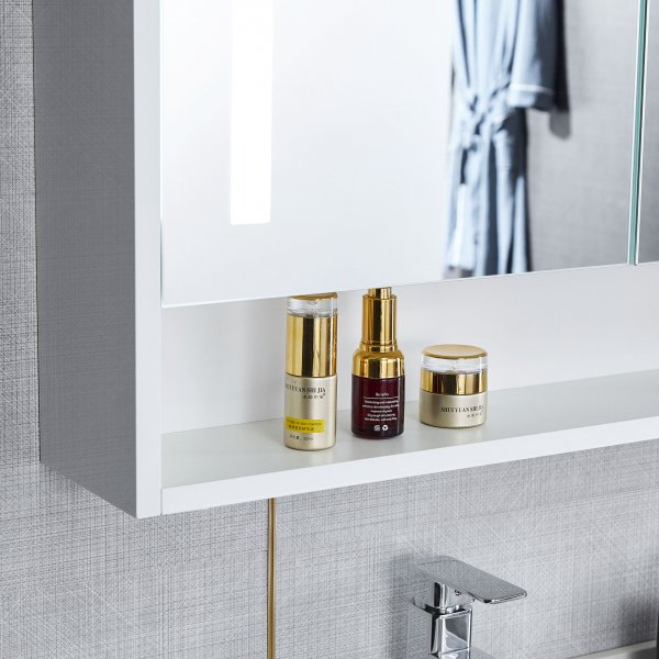 Badrumspaket 120cm | Marmorerad sintrad sten | LED-spegelsk�p