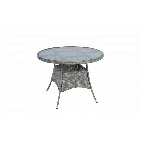 Rund matgrupp | Bord �100 cm & 4 stolar med dynor | Tyl�sand � Gr�