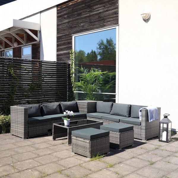 Exklusiv loungegrupp | Inbyggd förvaring | Grå konstrotting | Djursvik - FYNDVARA Exklusiv loungegrupp | Inbyggd förvaring | Grå konstrotting | Djursvik - FYNDVARA