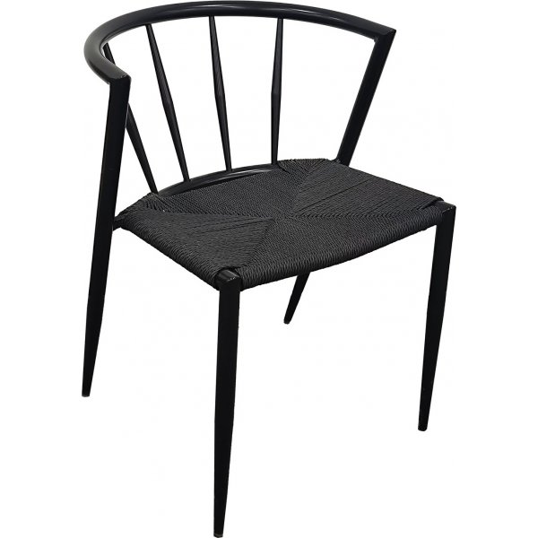 Bella utestol i svart metall med svart repsits