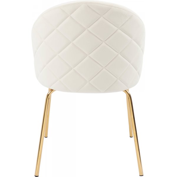 Matstolar i beige sammet med diamantmönster och mässingsben, 2-pack | Plaza Velvet Matstolar i beige sammet med diamantmönster och mässingsben, 2-pack | Plaza Velvet