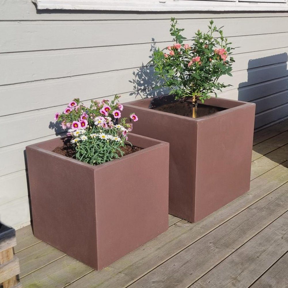 Fiberarmerade utekrukor | Fyrkantiga | 2-pack | Mörkbrun | Finns i två olika storlekar!