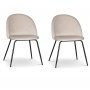 Matstol | Beige sammet, stoppad sits & svarta metallben | Astrid 2-pack
