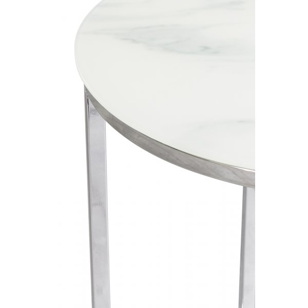 Palasso Lampbord | Art Deco-inspirerat med frostad glasskiva & kromat underrede Palasso Lampbord | Art Deco-inspirerat med frostad glasskiva & kromat underrede