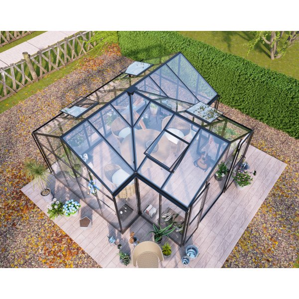 T-format vxthus 12,4 m | 4 mm skerhetsglas & 6 mm kanalplast | 5 rs ramgaranti