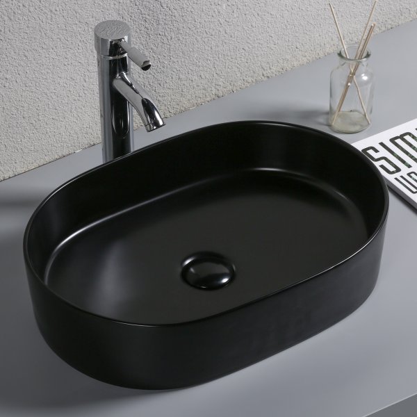 Ovalt handfat 50x34cm | Fristende | Mattsvart design