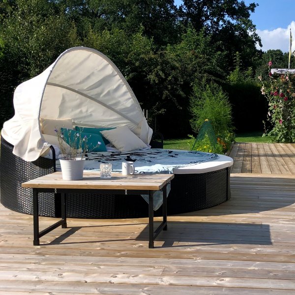 Rund solsäng 230cm | Smart inbyggd dynförvaring | Lyfco Höllviken Rund solsäng 230cm | Smart inbyggd dynförvaring | Lyfco Höllviken