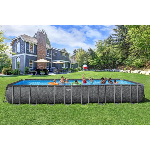 Bestway pool ovan mark 9,56x4,88m – 132cm djup | APX 365™ Rektangulär Stålpool (561KJ) Bestway pool ovan mark 9,56x4,88m – 132cm djup | APX 365™ Rektangulär Stålpool (561KJ)