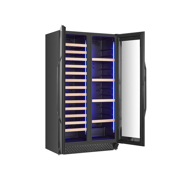 Stor vinkyl fr 60 flaskor och 218 burkar | Exklusiv design med dubbla temperaturzoner | 365 L