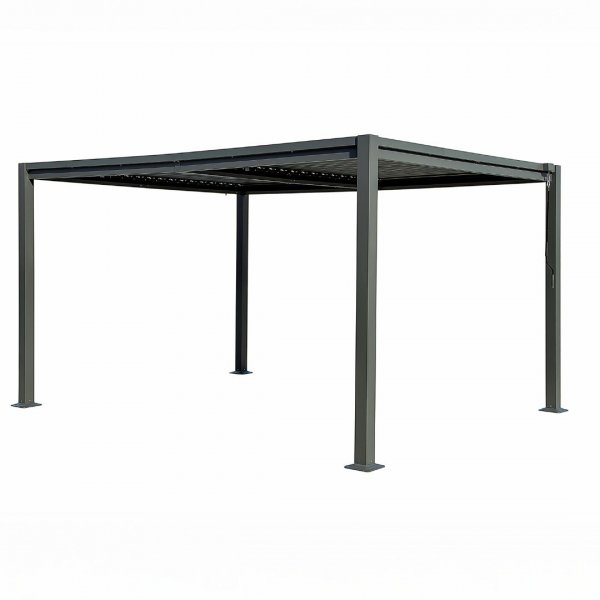 Pergola 4x3 m med lamelltak | Gr� st�lpergola f�r uteplats & tr�dg�rd