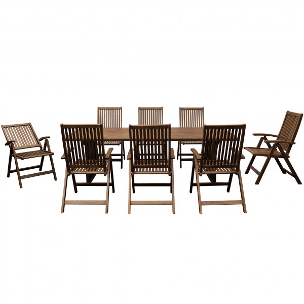 Matgrupp i eukalyptus trä | Stor utemöbel med 8 positionsstolar | Sandviken Matgrupp i eukalyptus trä | Stor utemöbel med 8 positionsstolar | Sandviken