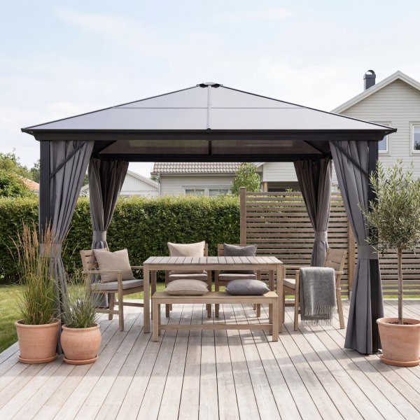 Paviljong premium 3x3m | Tak i kanalplast | Inkl. V�ggar och myggn�t