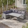Loungegrupp h�rnsoffa med bord gr� � modern utegrupp i konstrotting | Stenvik