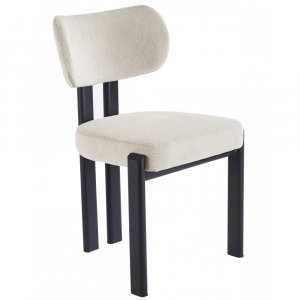 Matstol i beige tyg med svarta metallben | Callum 4-Pack