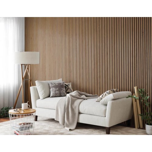 Trälamell akustikpaneler | 2400x600x21mm | Vit ek