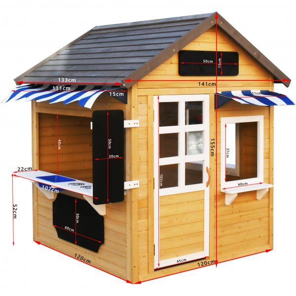 Lekstuga i trä 1,5m² med kök/café | Komplett byggsats Lekstuga i trä 1,5m² med kök/café | Komplett byggsats