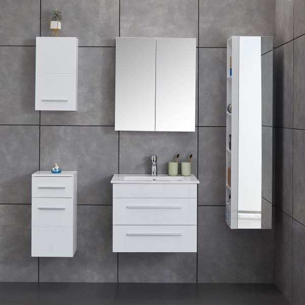 Stort badrumspaket | Kommod med handfat| Högblank vit Stort badrumspaket | Kommod med handfat| Högblank vit