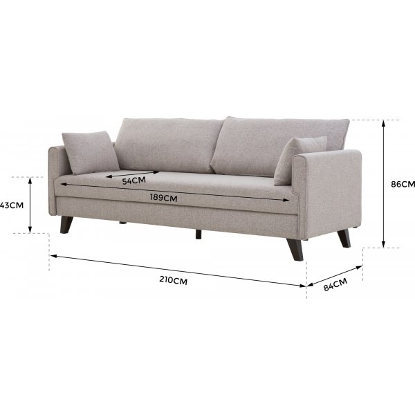 B�ddsoffa 3-sits | B�ddfunktion, beige tyg & modern design | Bella