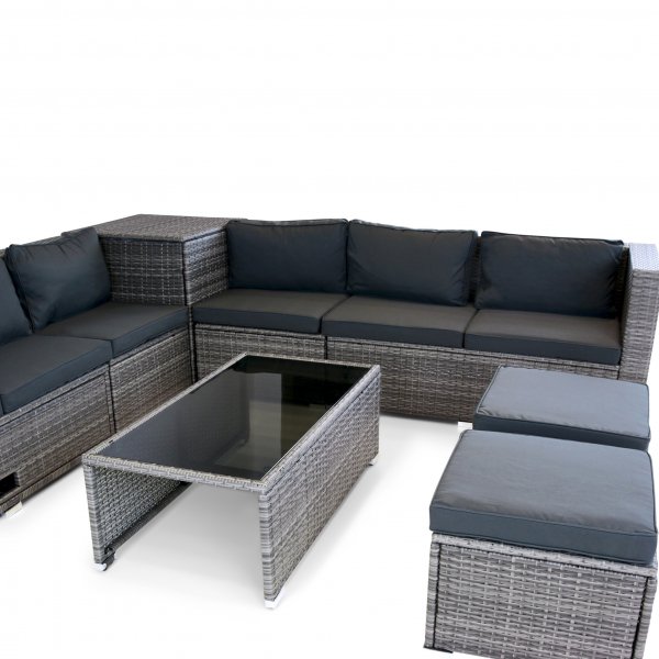 Exklusiv loungegrupp | Inbyggd förvaring | Grå konstrotting | Djursvik - FYNDVARA Exklusiv loungegrupp | Inbyggd förvaring | Grå konstrotting | Djursvik - FYNDVARA