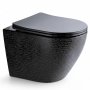 Svart v�ggh�ngd toalett med snakeskin-textur � 480x360x360 mm
