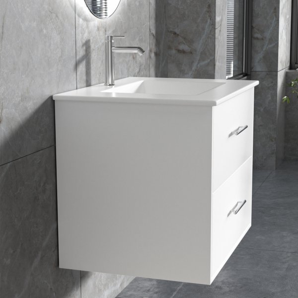 Badrumsmöbel | Oval LED-spegel | Kommod med blandare | Nimbo Badrumsmöbel | Oval LED-spegel | Kommod med blandare | Nimbo