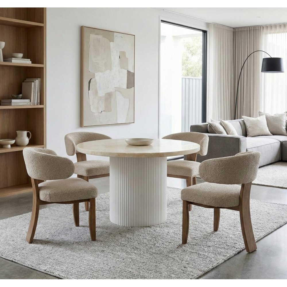 runt matbord i travertin-look  ø122 cm  laxö