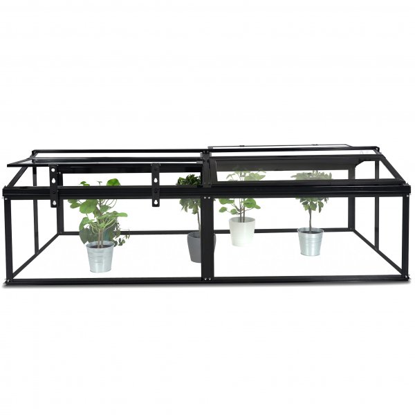 Miniv�xthus 4 �ppningsbara luckor | 4mm s�kerhetsglas | Svart