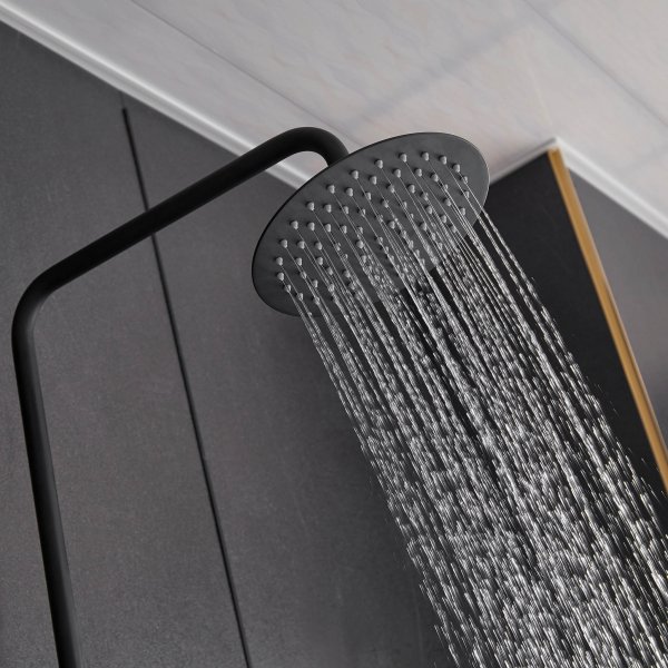 Komplett takduschset med handdusch i rundad design | Svart