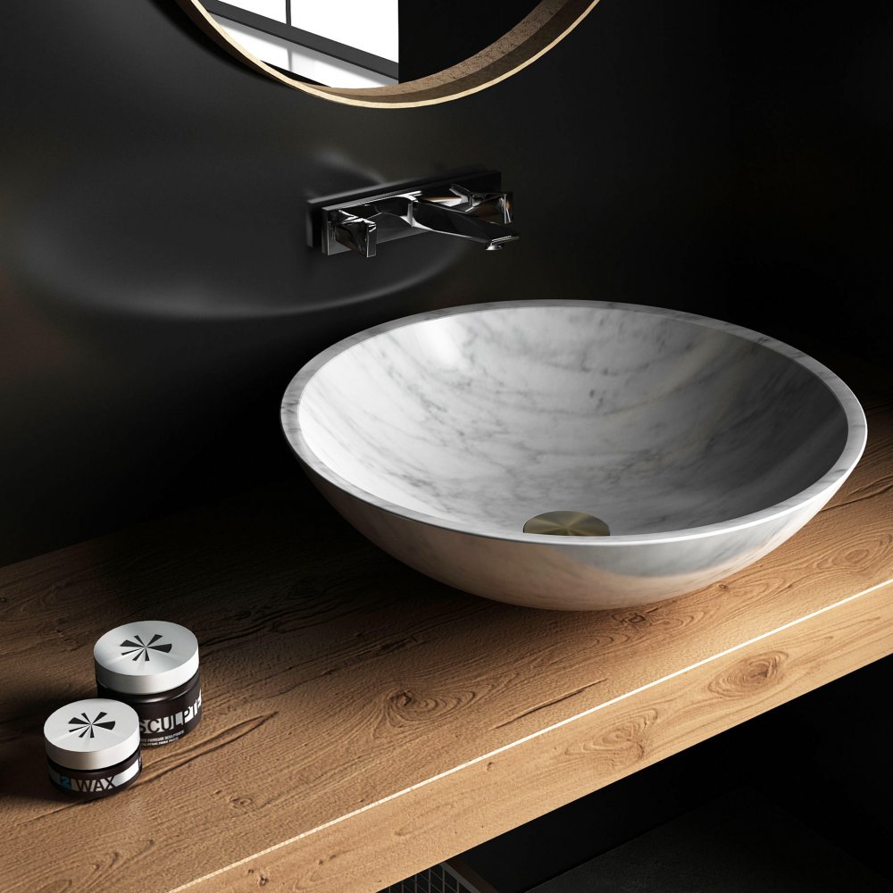 Marmor Handfat Handfat | Carrara marmor | Unikt naturmaterial | Outl1