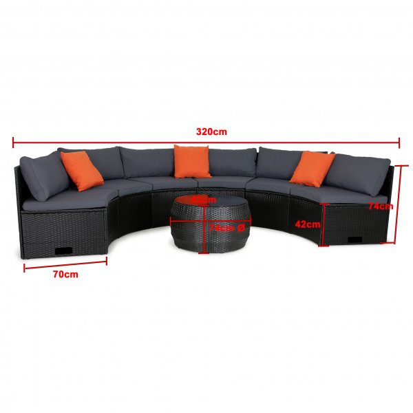 Stor rund loungegrupp | Inbyggd dynfrvaring | 6 sittplatser