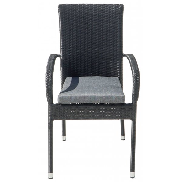 Stapelbar utestol med dyna | Svart konstrotting med gr sittdyna | Majken