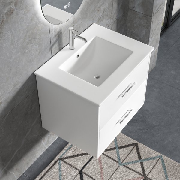 Badrumsmöbel | Oval LED-spegel | Kommod med blandare | Nimbo Badrumsmöbel | Oval LED-spegel | Kommod med blandare | Nimbo