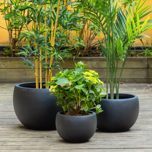 Fiberarmerade utekrukor | 3-pack | Granitsvart