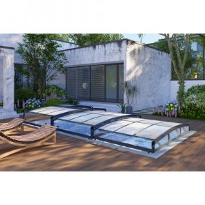 Pooltak 3x6m | Utan skenor | UV-skydd | Justerbar dörr Pooltak 3x6m | Utan skenor | UV-skydd | Justerbar dörr