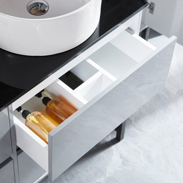 Badrumspaket | Kommod 117cm | Dubbla handfat | Spegel & h�gsk�p