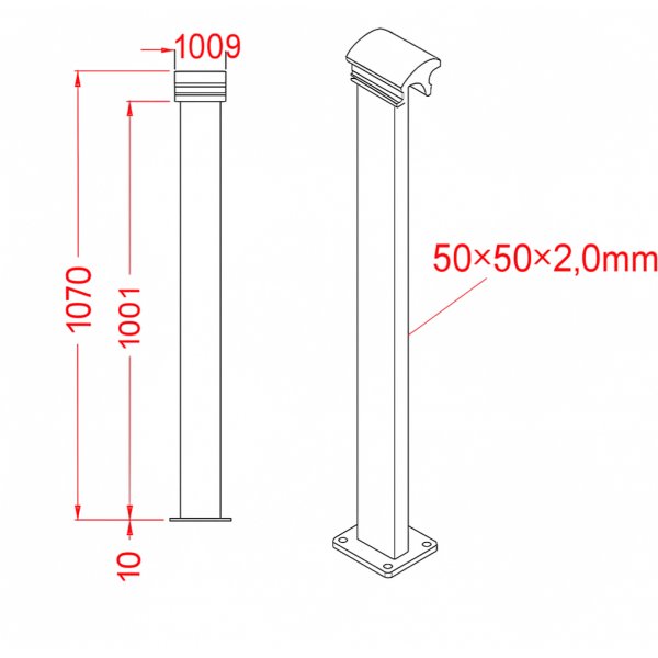 Slutstolpe 50x50x1070 mm | slät design | Linius Slutstolpe 50x50x1070 mm | slät design | Linius