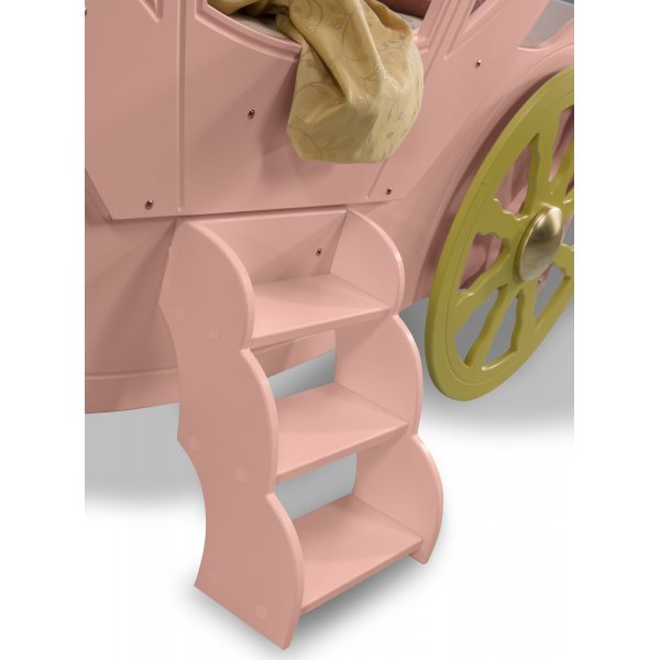 Barnsäng Rosa/Gul med trappa & hjul | Sagolik säng med madrass (90×180 cm) Barnsäng Rosa/Gul med trappa & hjul | Sagolik säng med madrass (90×180 cm)