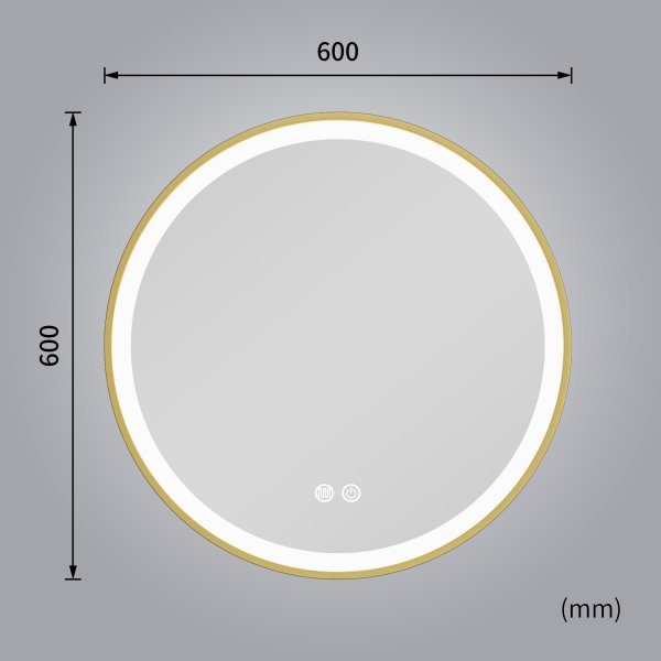 Stilren LED-spegel | 60x60 cm | Guldaluminiumram | Anti-fog & touch-styrning Stilren LED-spegel | 60x60 cm | Guldaluminiumram | Anti-fog & touch-styrning