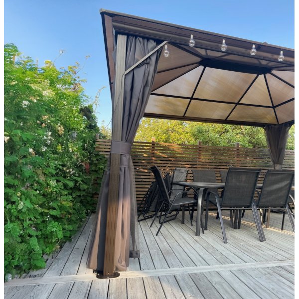 Paviljong premium 4x3m | Tak i kanalplast | Inkl. Väggar och myggnät Paviljong premium 4x3m | Tak i kanalplast | Inkl. Väggar och myggnät