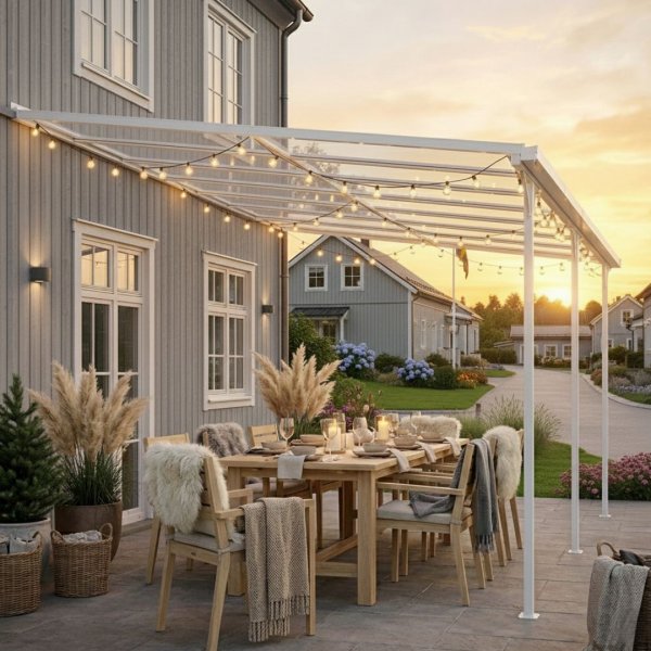 Altantak 5,6x2,5 m | Aluminiumram med UV-skyddad kanalplast | Vit