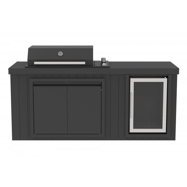 Utek�k med kylsk�p � Svart | Gasolgrill i rostfritt st�l med keramisk b�nkskiva och infrar�d br�nnare | Alaska Blackline