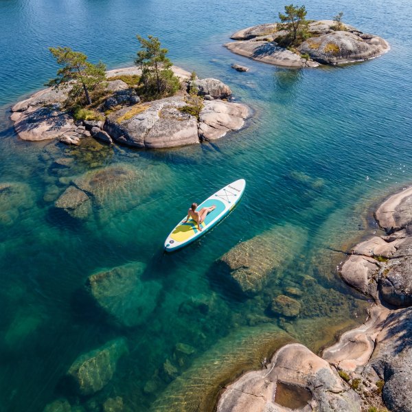 Uppbl�sbar SUP 320 cm | Uppbl�sbar paddle board | Stabil & h�llbar | Bl�/Gul