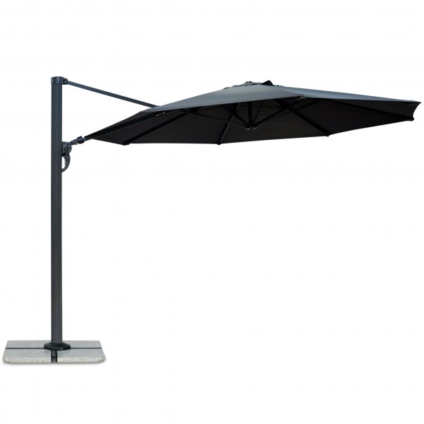 Stort premiumparasoll 4x4m med granitfot | Gr�